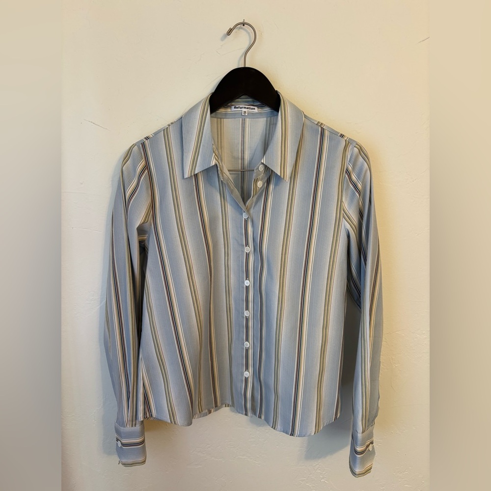 Reformation Sky Relaxed Top – Blue Stripe - Picture 2 of 5
